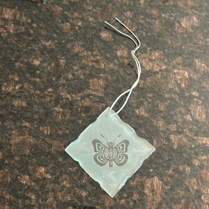 Frosted glass butterfly ornament 3” in gift box.